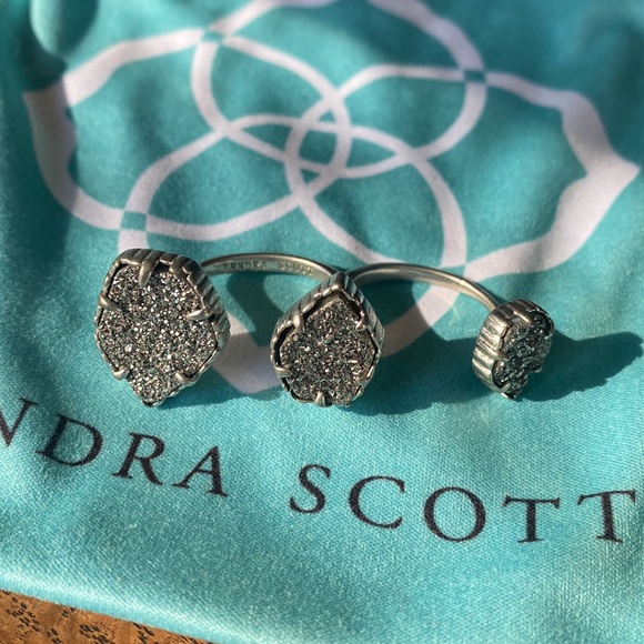 Kendra Scott Naomi double ring in gunmetal druzy - Picture 1 of 4